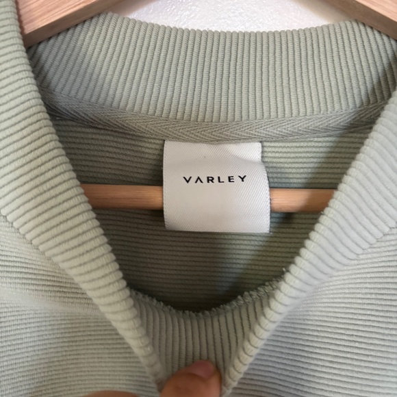 VARLEY Manning Med Lg Sweatshirt Side Zippers Crew Neck Ribbed Green Small - Picture 4 of 13